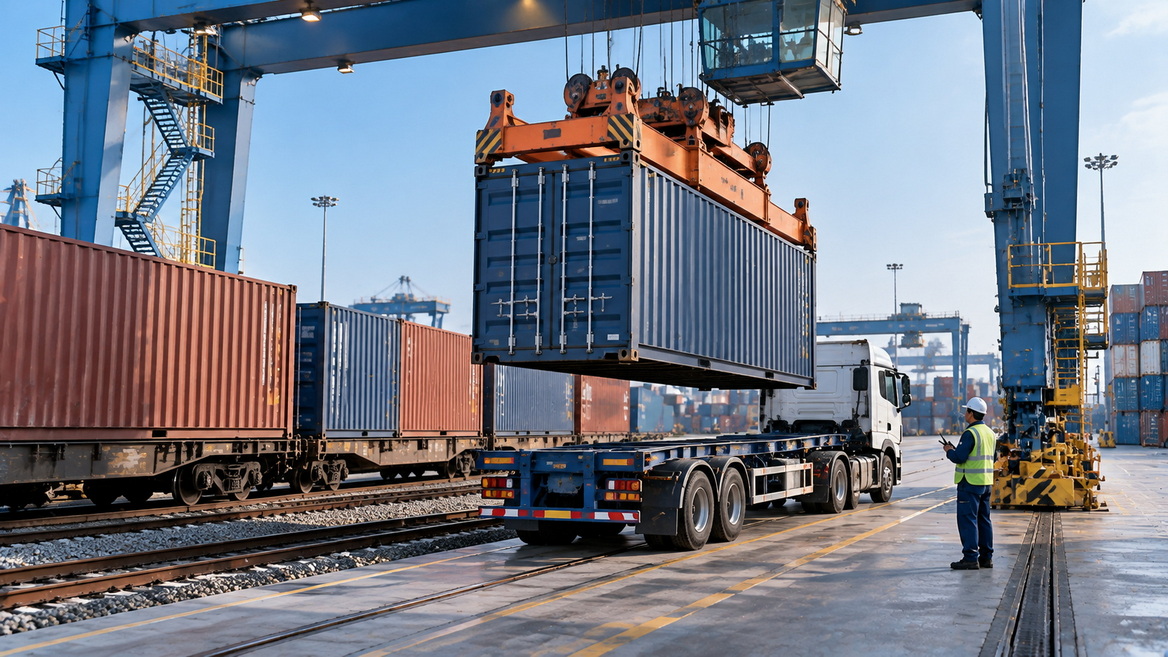 Container Transfer At An Intermodal Terminal Container Transfer At An Intermodal Terminal