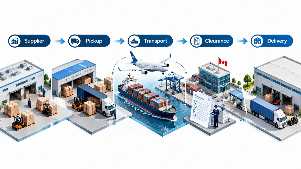 China to Canada Shipping Workflow China to Canada Shipping Workflow